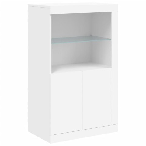 Szafka boczna z LED, biała, materiał drewnopochodny
