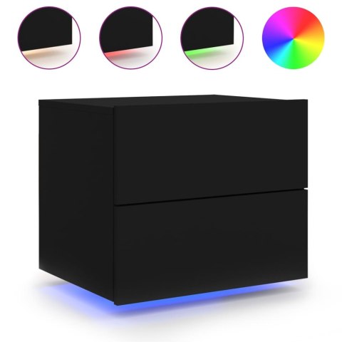 Wiszące szafki nocne z LED, 2 szt., czarne