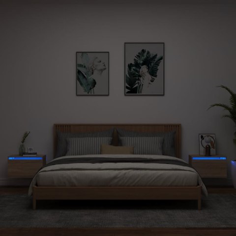 Wiszące szafki nocne z LED, 2 szt., dąb sonoma