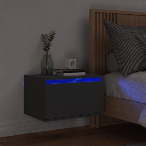 Wisząca szafka nocna z podświetleniem LED, czarna