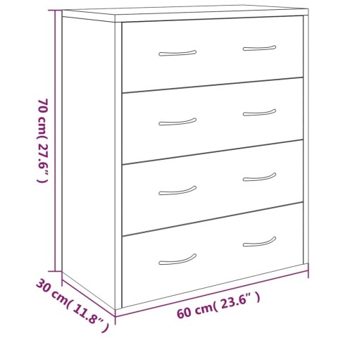 Komoda z 4 szufladami, 60 x 30,5 x 71 cm, szarość betonu