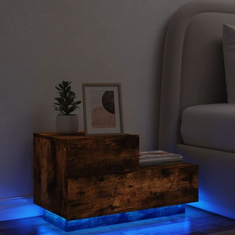 Szafka nocna z oświetleniem LED, przydymiony dąb, 70x36x40,5 cm
