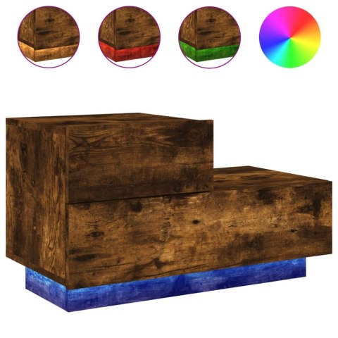 Szafka nocna z oświetleniem LED, przydymiony dąb, 70x36x40,5 cm
