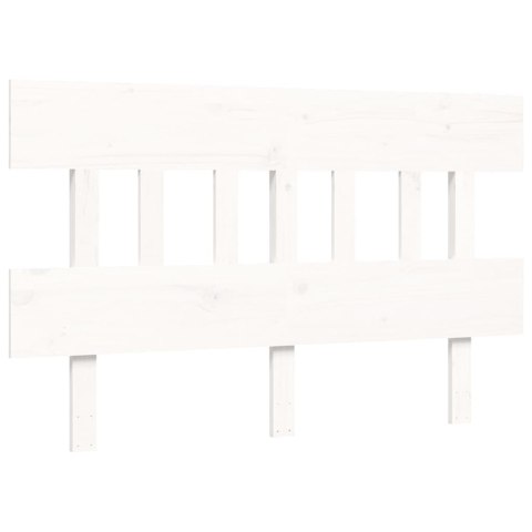 Rama łóżka z wezgłowiem, biała, 140x200 cm, lite drewno