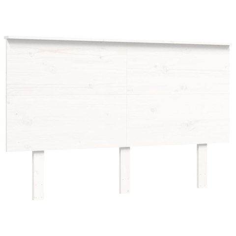 Rama łóżka z wezgłowiem, biała, 140x200 cm, lite drewno