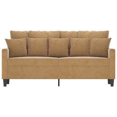 Sofa 2-osobowa, brązowa, 140 cm, tapicerowana aksamitem