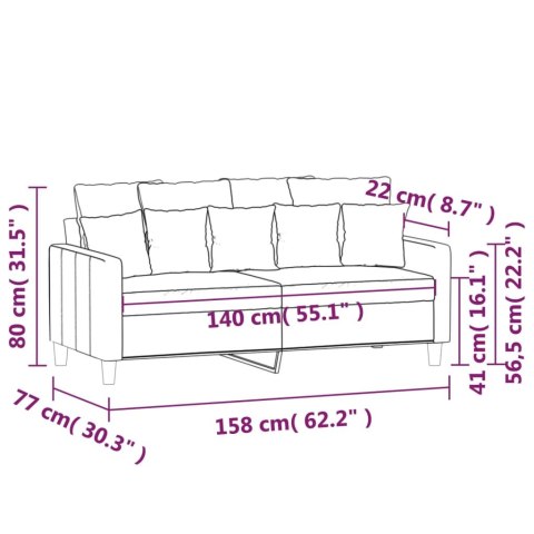 Sofa 2-osobowa, brązowa, 140 cm, tapicerowana aksamitem