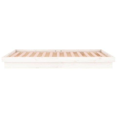 Rama łóżka z LED, biała, 160x200 cm, lite drewno