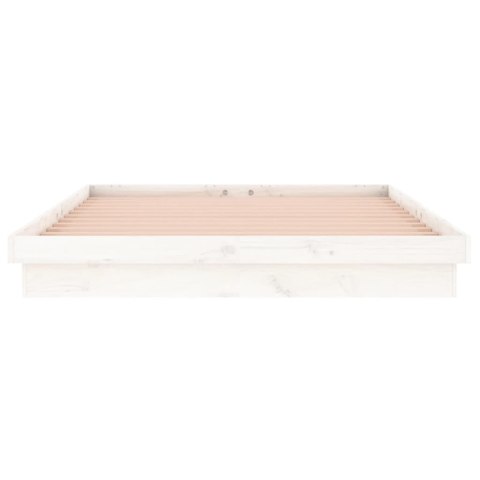 Rama łóżka z LED, biała, 180x200 cm, Super King, lite drewno