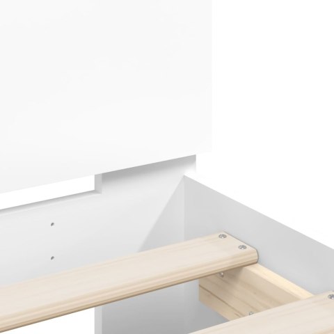 Rama łóżka z wezgłowiem i LED, biała, 120x200 cm
