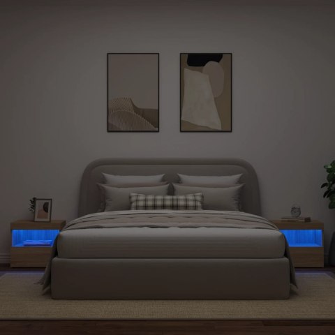 Szafki nocne z LED, 2 szt., dąb sonoma, 50x40x45 cm