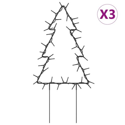 Świąteczne choinki na szpikulcach, 3 szt., 50 LED, 30 cm