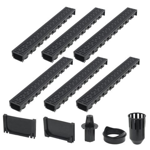 Kanały odpływowe, 6 szt., plastik, 6 m