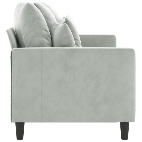 Sofa 3-osobowa, jasnoszara, 180 cm, tapicerowana aksamitem