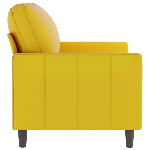 Sofa 2-osobowa, żółta, 120 cm, tapicerowana aksamitem