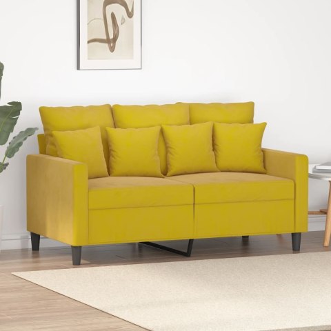 Sofa 2-osobowa, żółta, 120 cm, tapicerowana aksamitem