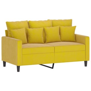 Sofa 2-osobowa, żółta, 120 cm, tapicerowana aksamitem