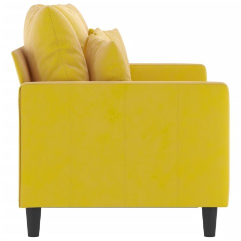 Sofa 2-osobowa, żółta, 120 cm, tapicerowana aksamitem