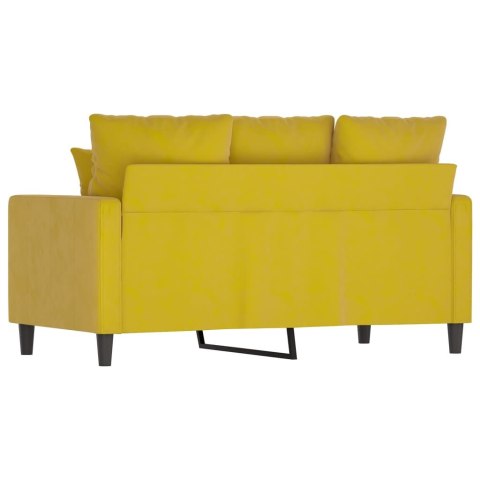 Sofa 2-osobowa, żółta, 120 cm, tapicerowana aksamitem