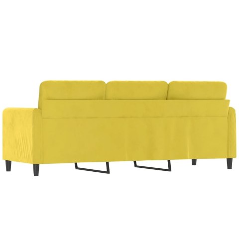 Sofa 3-osobowa, żółty, 180 cm, tapicerowana aksamitem