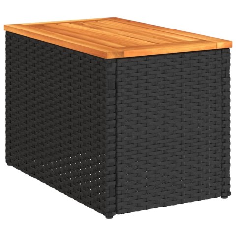 Stoliki ogrodowe, 2 szt, czarne, 55x34x37cm, rattan PE i drewno