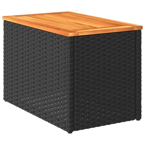 Stoliki ogrodowe, 2 szt, czarne, 55x34x37cm, rattan PE i drewno