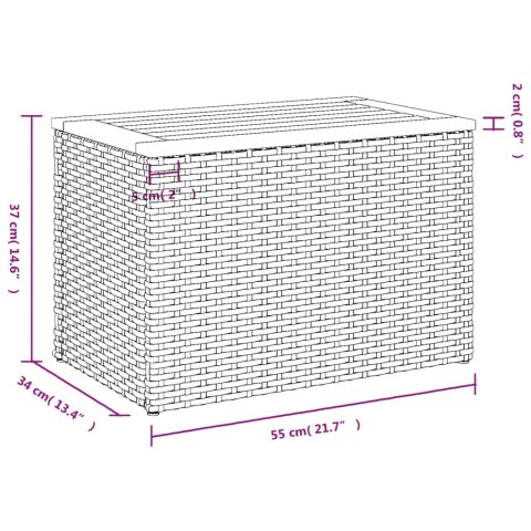 Stoliki ogrodowe, 2 szt, czarne, 55x34x37cm, rattan PE i drewno