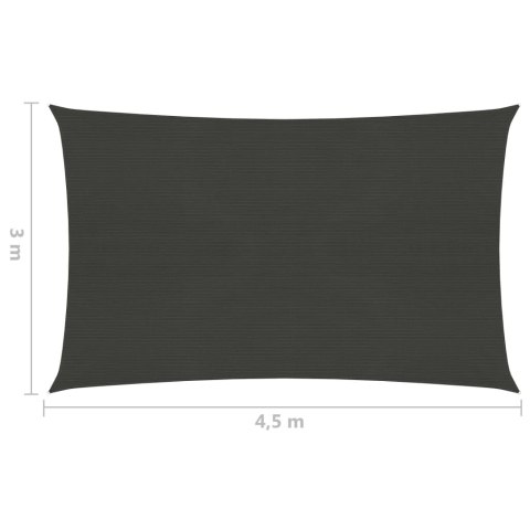 Żagiel przeciwsłoneczny, 160 g/m², antracytowy, 3x4,5 m, HDPE