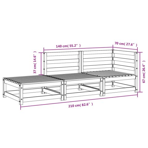 2-osobowa sofa ogrodowa z podnóżkiem, woskowy brąz, lita sosna