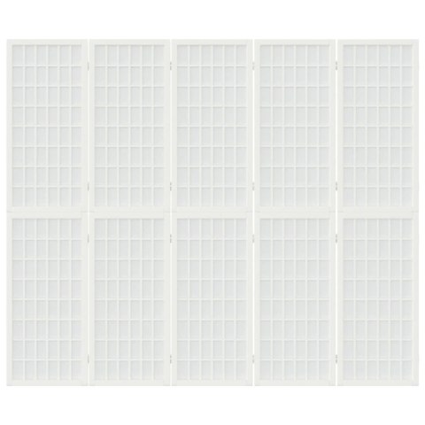 Składany parawan 5-panelowy, styl japoński, 200x170 cm, biały