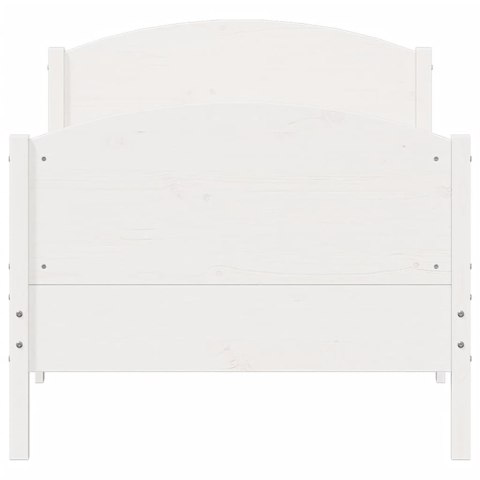 Rama łóżka z wezgłowiem, biała, 75x190 cm, lite drewno sosnowe