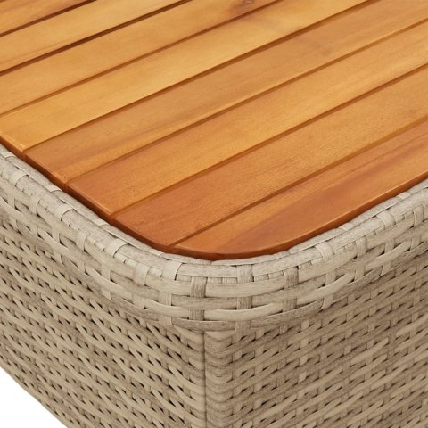 Stół ogrodowy, beżowy, 110x110x71 cm, polirattan i akacja