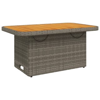 Stół ogrodowy, szary, 90x55x71 cm, polirattan i drewno akacjowe