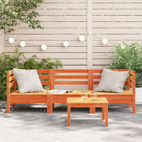 Ogrodowa sofa 3-osobowa, woskowy brąz, lite drewno sosnowe