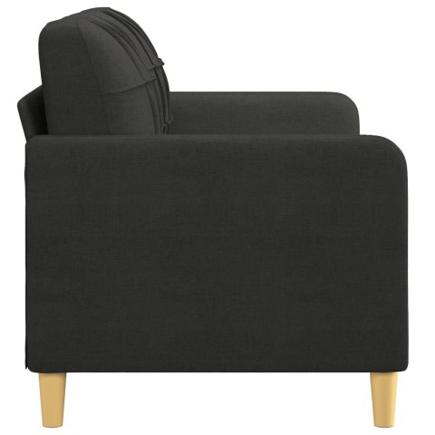 Sofa 2-osobowa, czarna, 140 cm, tapicerowana tkaniną
