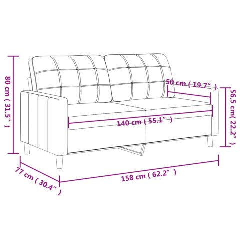 Sofa 2-osobowa, czarna, 140 cm, tapicerowana tkaniną
