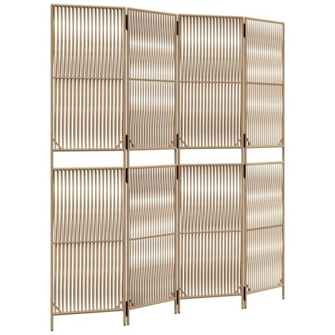 Parawan 4-panelowy, beżowy, polirattan