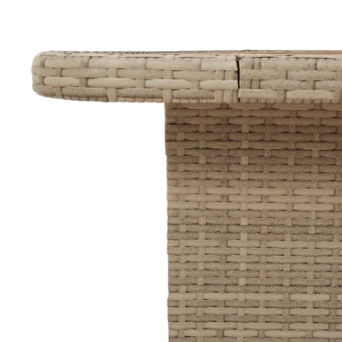 Stół ogrodowy, beżowy, 90x55x71 cm, polirattan i akacja
