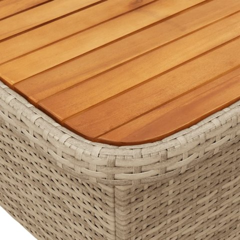 Stół ogrodowy, beżowy, 90x55x71 cm, polirattan i akacja