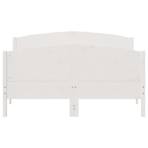 Rama łóżka z wezgłowiem, biała, 120x190 cm, lite drewno sosnowe