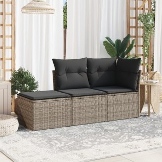 3-częściowa sofa do ogrodu, z poduszkami, szara, polirattanowa