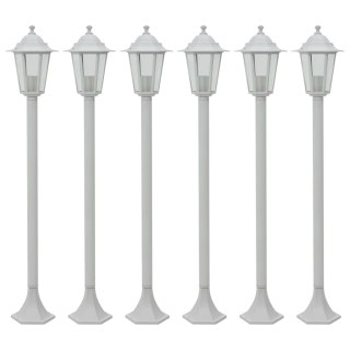 Lampy ogrodowe, 110 cm, E27, aluminium, 6 szt., białe