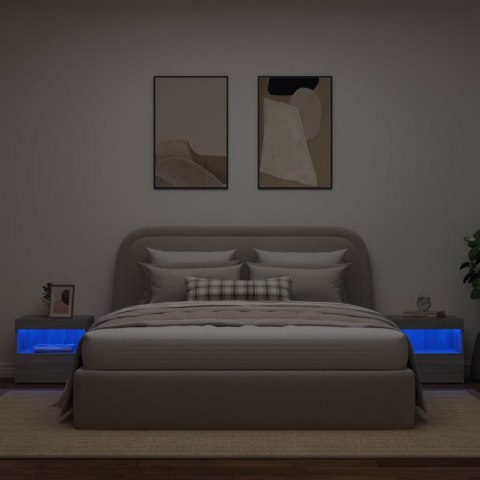 Szafki nocne z LED, 2 szt., szary dąb sonoma, 50x40x45 cm