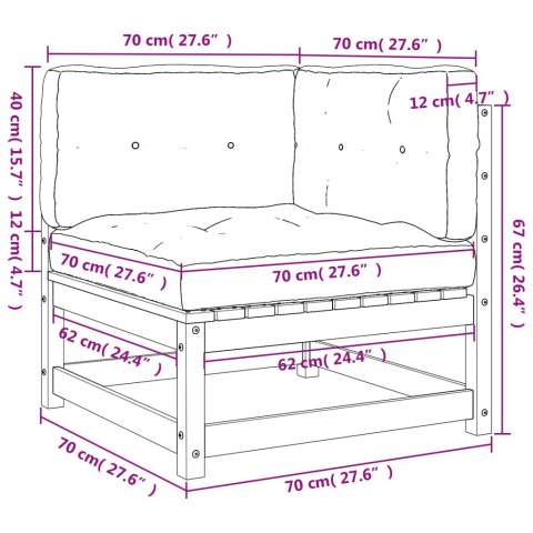 Ogrodowa sofa narożna z poduszkami, impregnowane drewno sosnowe