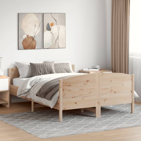 Rama łóżka z wezgłowiem, 135x190 cm, lite drewno sosnowe