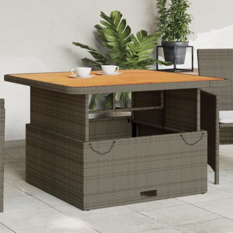 Stół ogrodowy, szary, 110x110x71 cm, polirattan i akacja