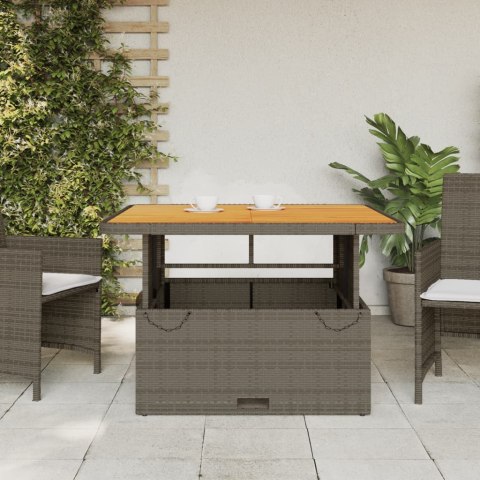Stół ogrodowy, szary, 110x110x71 cm, polirattan i akacja