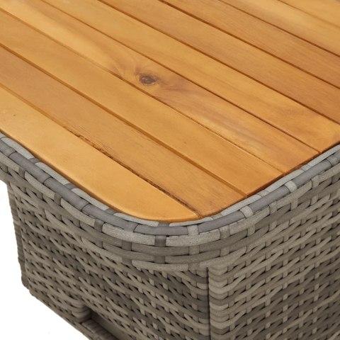 Stół ogrodowy, szary, 110x110x71 cm, polirattan i akacja
