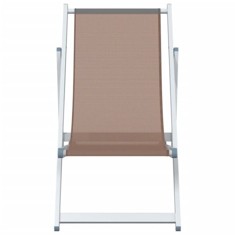 Składane krzesła plażowe, 2 szt., brąz, aluminium i textilene