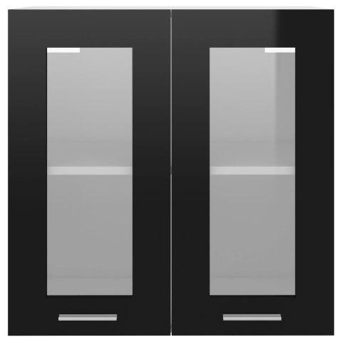 Szafka wisząca z szybą, czarna, 60x31x60 cm, płyta